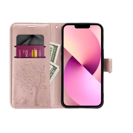 Kabura MEZZO Book do SAMSUNG A55 5G drzewo złoty róż