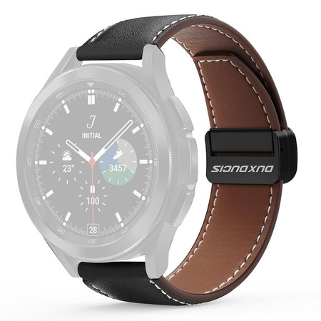 DUX DUCIS YA - pasek z naturalnej skóry do Samsung Galaxy Watch / Huawei Watch / Honor Watch (20mm band) czarny