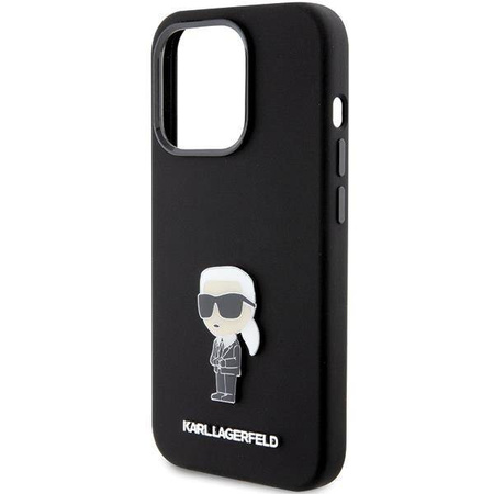 Etui Karl Lagerfeld Silicone Ikonik Metal Pin na iPhone 15 Pro - czarne