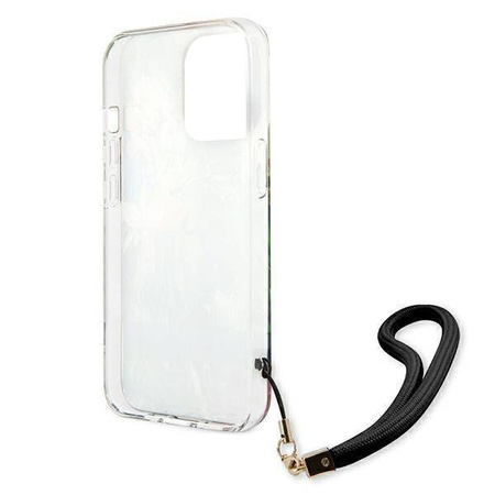 Etui IPHONE 13 PRO Guess Hardcase Flower Strap (GUHCP13LHFLSB) niebieskie