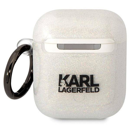 Original Handyhülle APPLE AIRPODS Karl Lagerfeld Gliter Karl&Choupette (KLA2HNKCTGT) transparent