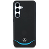 Original Case SAMSUNG GALAXY S25 Mercedes Leather Contrasted Blue Horizontal Curve MagSafe black