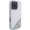 Original Handyhülle IPHONE 16 PRO BMW Hardcase M Carbon Tricolor Line MagSafe (BMHMP16L23PUDTS) grau