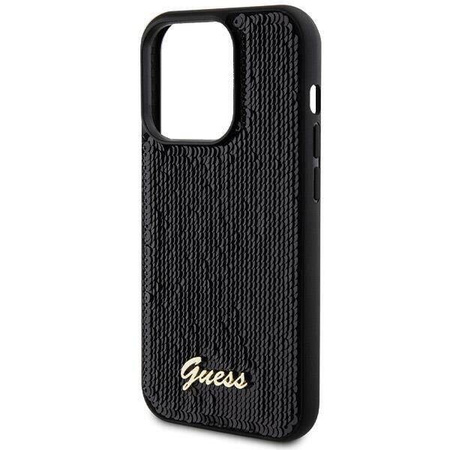 Guess nakładka do iPhone 13 Pro 6,1&quot; GUHCP13LPSFDGSK HC SEQUIN SCRIPT METAL czarna