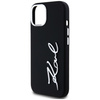 Original Handyhülle IPHONE 15 Karl Lagerfeld Silicone Metal Script Logo schwarz