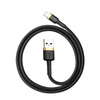 Baseus Cafule Cable wytrzymały nylonowy kabel przewód USB / Lightning QC3.0 2A 3M czarno-złoty (CALKLF-RV1)