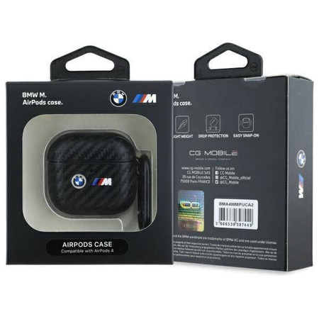 Etui BMW Carbon Double Metal Logo na AirPods 4 - czarne