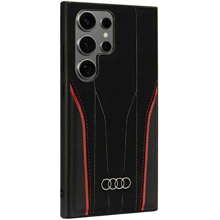 Audi Genuine Leather MagSafe S24 Ultra S928 czarno-czerwony/black-red hardcase AU-TPUPCS24U-R8/D3-RD