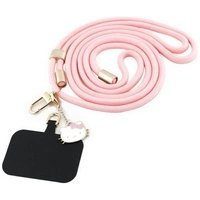 Hello Kitty Patch &amp; Kitty Head Charm Universal Phone Lanyard - Pink