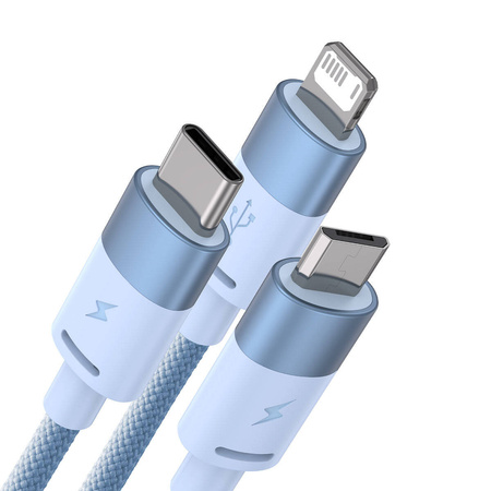 Baseus StarSpeed 1-for-3 Fast Charging Data Cable USB to M+L+C 3.5A 1.2m Blue