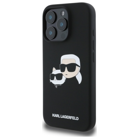 Karl Lagerfeld Silicone Double Heads Print MagSafe - Etui iPhone 16 Pro Max (czarny)