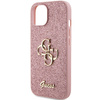 Etui Guess Glitter Script Big 4G na iPhone 15 - różowe