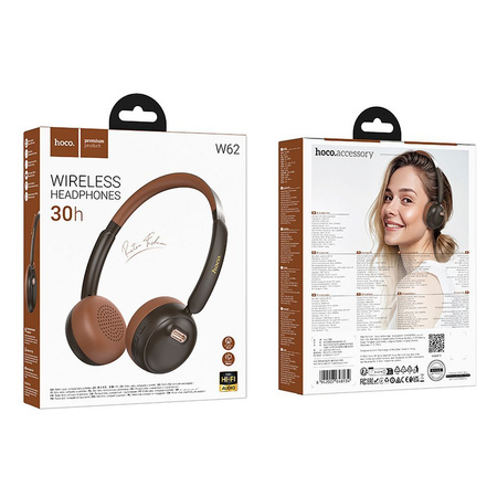 HOCO słuchawki bezprzewodowe bluetooth nagłowne W62 brązowe