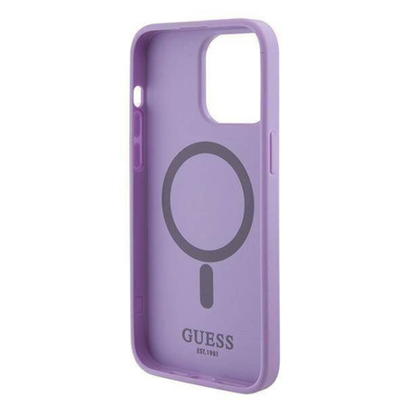 Guess Saffiano MagSafe Hülle für iPhone 15 Pro – Lila