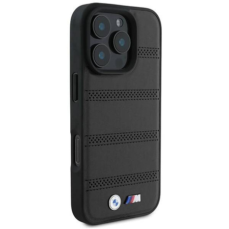 Original Case IPHONE 16 PRO BMW Hardcase M Perforated & Stitched Line MagSafe (BMHMP16L23PUSPK) black