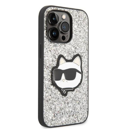 Karl Lagerfeld NFT Glitter Choupette Patch - Etui iPhone 14 Pro Max (srebrny)