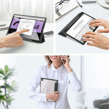 Dux Ducis Toby armored tough Smart Cover for Samsung Galaxy Tab S6 Lite with a holder for stylus pen black