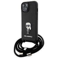 Etui Karl Lagerfeld Crossbody Saffiano Monogram Metal Pin Karl & Choupette na iPhone 15 - czarne