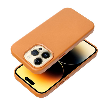 Futerał LEATHER MAG COVER kompatybilny z MagSafe do IPHONE 16 pomarańczowy