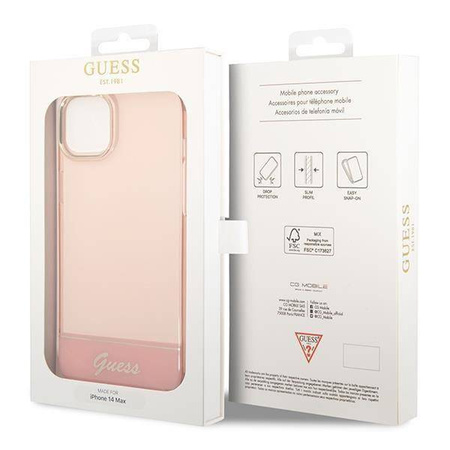 Oryginalne Etui IPHONE 14 PLUS Guess Hardcase Translucent różowe