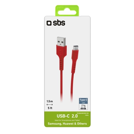 SBS TECABLEMICROC15R USB-A - USB-C-Kabel 1,5 m - rot
