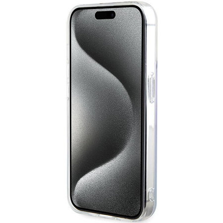 Oryginalne Etui APPLE IPHONE 15 PRO Guess Hardcase IML Iridescent MagSafe (GUHMP15LHITSU) fioletowe