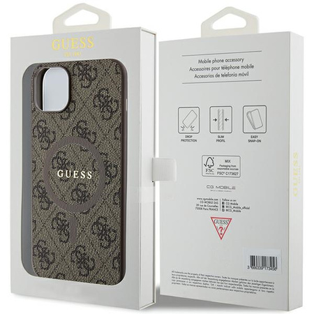 Oryginalne Etui GUESS Hardcase GUHMP14SG4GFRW do iPhone 14 (Kompatybilny z Magsafe / 4G Ring classic logo / brązowy)