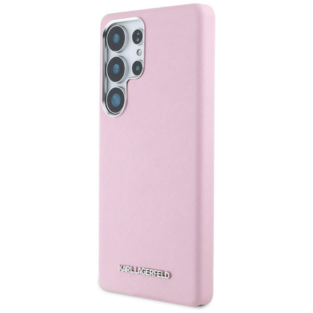 Original Case SAMSUNG GALAXY S25 ULTRA Karl Lagerfeld Saffiano Full Wrapped Elongated Metal Logo MagSafe pink