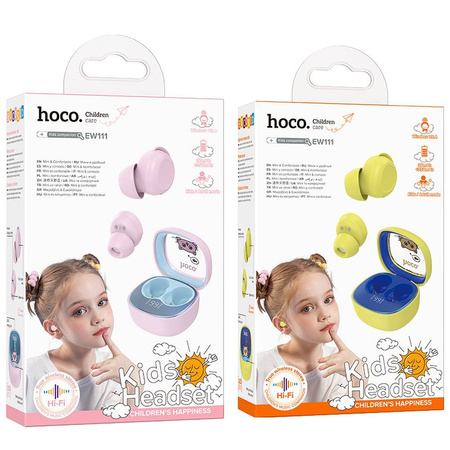 HOCO słuchawki bezprzewodowe bluetooth TWS dla dzieci EW111 żółte