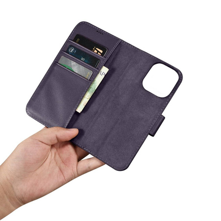 iCarer Wallet Case 2in1 iPhone 14 Pro Flip Leather Cover Anti-RFID dark purple (WMI14220726-DP)