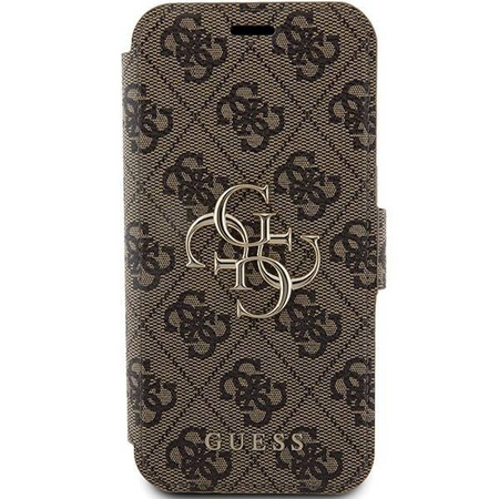 Oryginalne Etui APPLE IPHONE 15 PRO Guess Book 4G Metal Gold Logo (GUBKP15L4GMGBR) brązowe