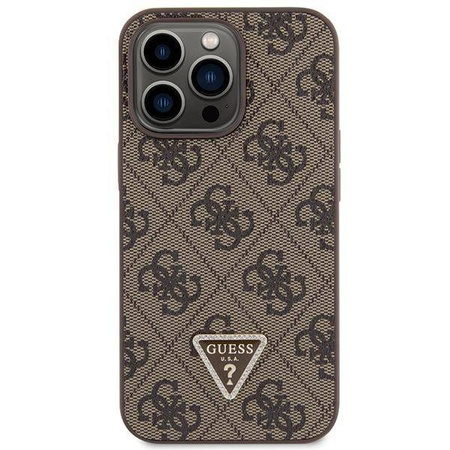 Original Handyhülle IPHONE 13 PRO Guess Hardcase Crossbody 4G Metal Logo (GUHCP13LP4TDSCPW) braun