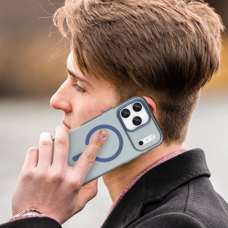 Etui Magnetic Abrasive na iPhone 17 Pro kompatybilne z MagSafe - matowe niebieskie