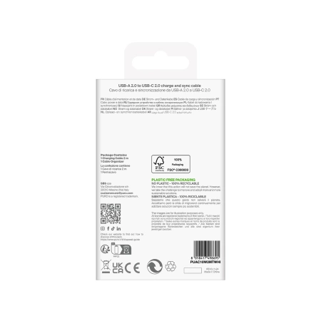 Kabel Puro 10W TPE USB-A - USB-C 2m - biały