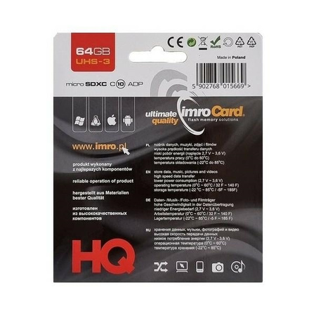 Imro karta pamięci 64GB microSDXC kl. 10 UHS-3 + adapter