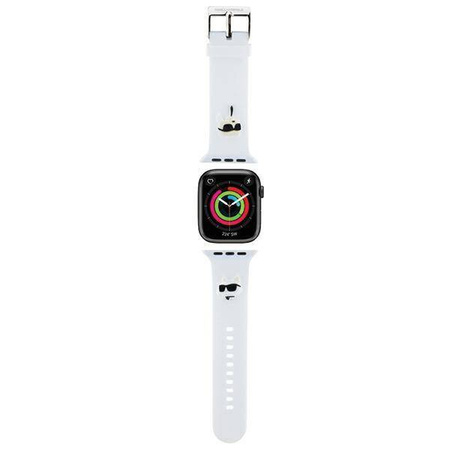 Armband für APPLE WATCH 4 / 5 / 6 / 7 / 8 / SE / ULTRA (42 / 44 / 45 / 49 MM) Karl Lagerfeld Strap 3D Rubber Karl&Choupette Heads (KLAWLSLKCNH) weiß
