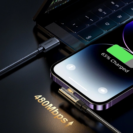 Joyroom abgewinkeltes Lightning Kabel - USB C für schnelles Aufladen und Datenübertragung 20 W 1,2 m schwarz (S-CL020A6)