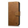 iCarer Oil Wax Wallet Case 2in1 etui iPhone 14 Pro Max skórzany pokrowiec z klapką Anti-RFID brązowy (WMI14220724-TN)