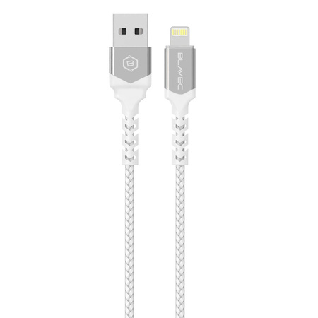 Blavec Kabel Raptor pleciony - USB na Lightning - 2,4A 0,5 metra (CRA-UL24WS05) biało-srebrny