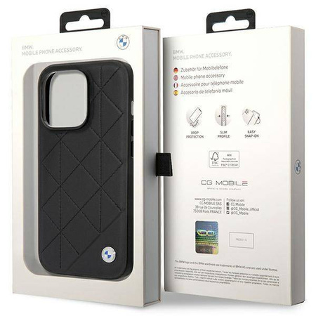 Original Case IPHONE 14 PRO BMW Leather Quilted (BMHCP14L22RQDK) black