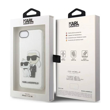 Karl Lagerfeld nakładka do iPhone 7 / 8 / SE KLHCI8HNKCTGT transparentne hardcase IML Glitter NFT Karl&Choupette