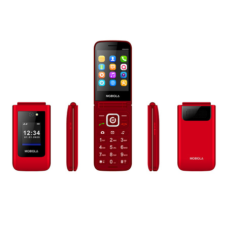 TELEFON GSM MOBIOLA  KLAPKĄ CZERWONY TLEFON DLA SENIORA MB4600 4G