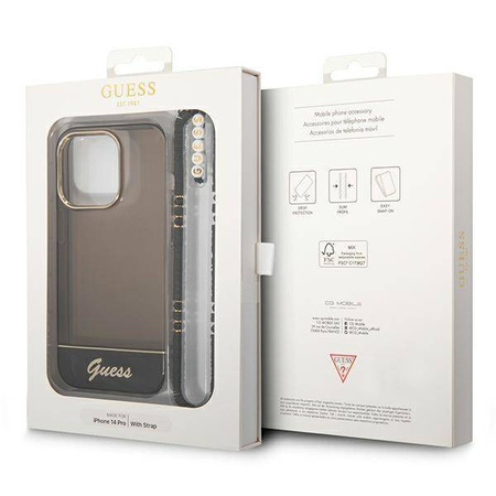 Guess GUHCP14LHGCOHK iPhone 14 Pro 6.1 &quot;black / black hardcase Translucent Pearl Strap