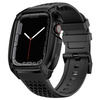 Kingxbar CYF148 2in1 Rugged Case for Apple Watch SE, 6, 5, 4 (44 mm) Stainless Steel with Strap Black