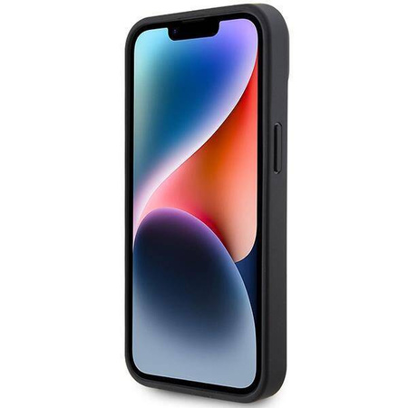 AMG Lederhülle mit geprägten Linien für iPhone 15 Plus – Schwarz