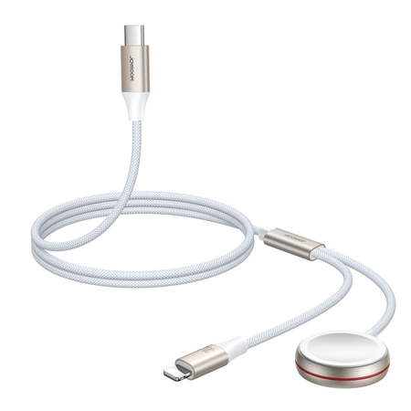 Joyroom 2-in-1 Lightning Kabel und induktives Ladegerät für Apple Watch 1,5 m weiß (S-IW011)