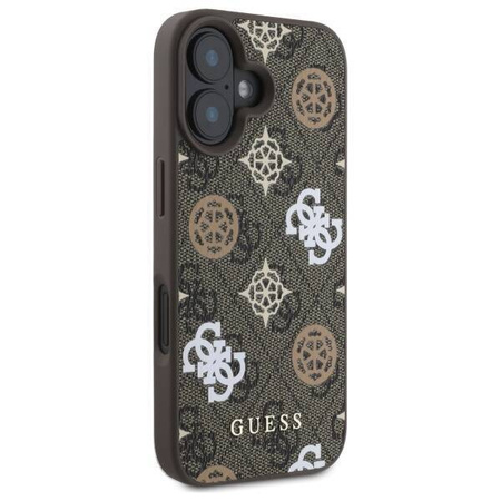 GUESS futerał do IPHONE 16 kompatybilny z MagSafe GUHMP16SP4PWPW (PU Peony on 4G Background) brązowy