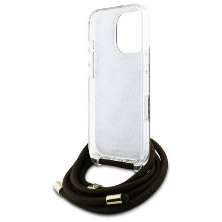 Original Case IPHONE 16 PRO MAX Guess Hardcase Crossbody Cord 4G Print (GUHCP16XHC4SEW) brown