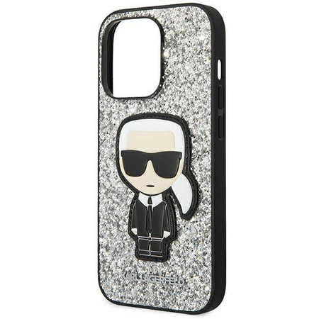 Karl Lagerfeld KLHCP14XGFKPG iPhone 14 Pro Max 6.7" Hardcase silber / silber Glitter Flakes Ikonik