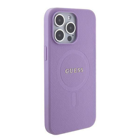 Guess Saffiano MagSafe Hülle für iPhone 15 Pro – Lila